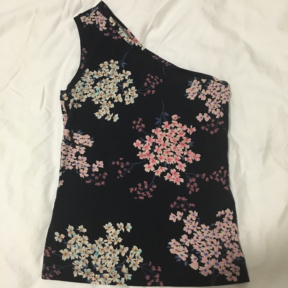 Rebecca Taylor Floral One Shoulder Tank